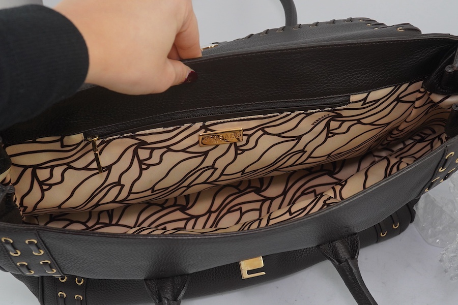 A Versace large brown leather shoulder bag